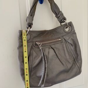 Coach Gray Leather Shoulder Bag with Knotted Handle